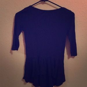 Navy Blue Ruffled Girls Shirt